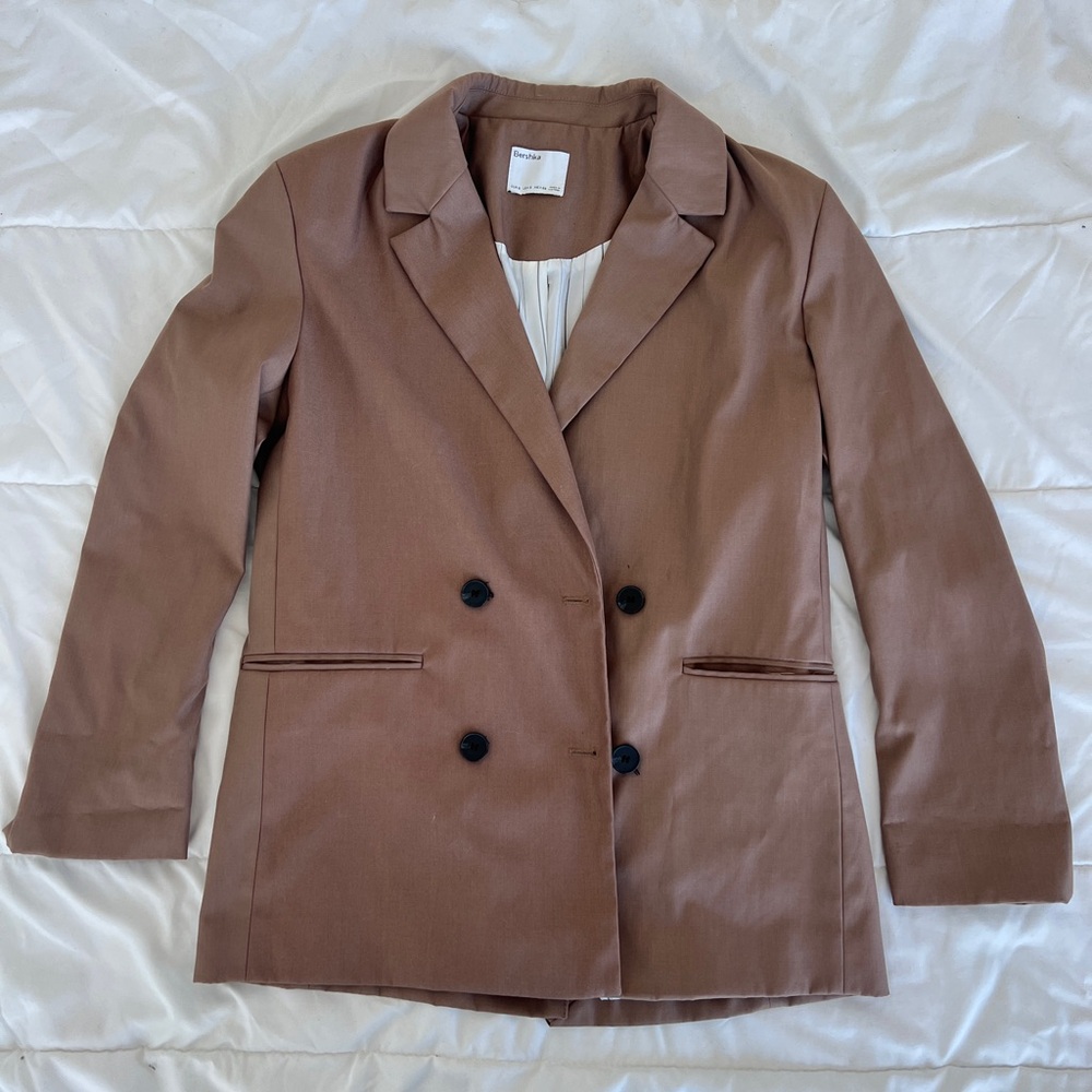 Bershka Oversized Blazer in Taupe